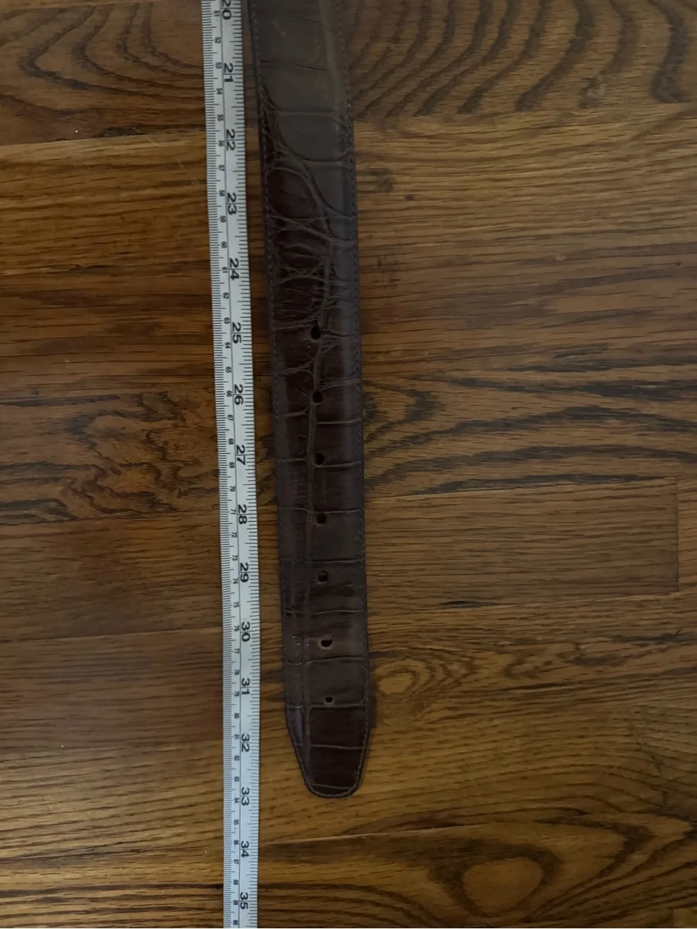 Vintage Brown Croc and Silver Wide Buckle Embossed Leather Belt
